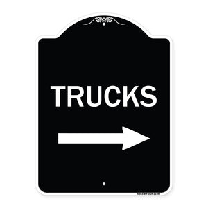 Trucks Sign Trucks (With Right Arrow)