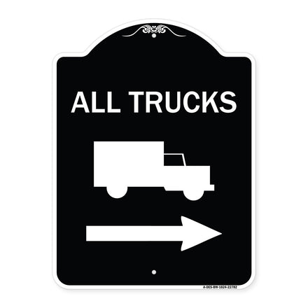 Trucks Sign All Trucks (With Truck Symbol & Right Arrow)