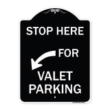 Stop Here for Valet Parking (Left Arrow)