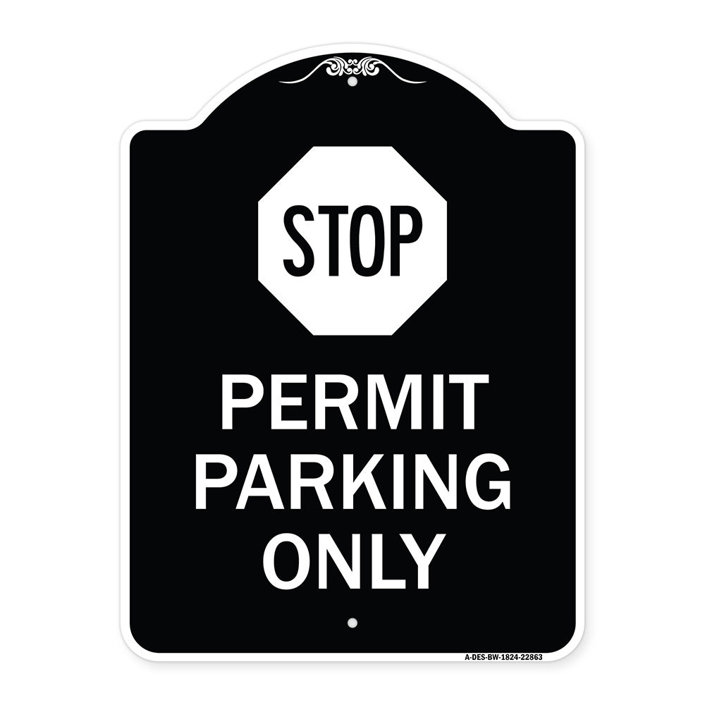Stop - Permit Parking Only (With Stop Symbol)