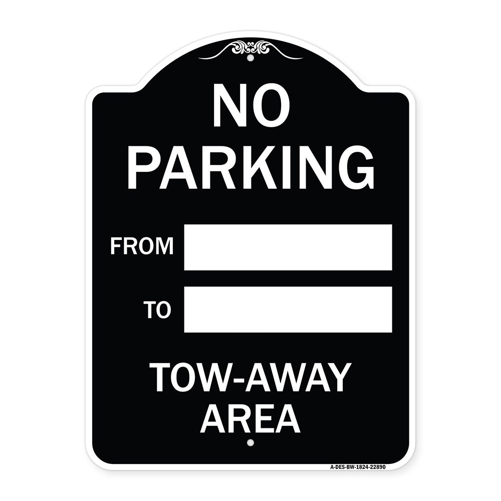 No Parking From - to with Blank Space