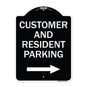 Reserved Parking Sign Customer and Visitor Parking (With Right Arrow)