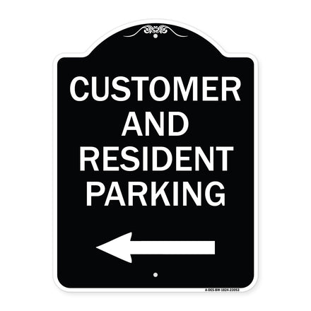 Reserved Parking Sign Customer and Visitor Parking (With Left Arrow)