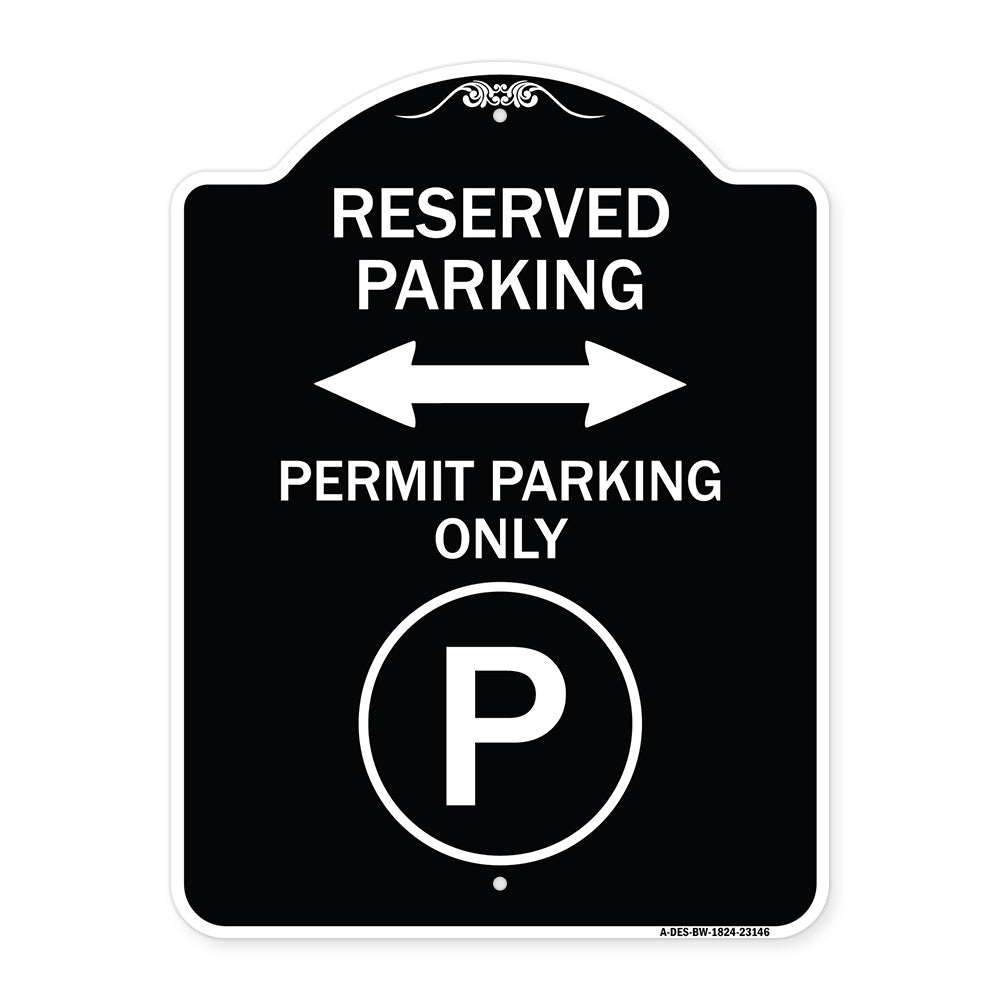 Reserved Parking - Permit Parking Only with Symbol and Bidirectional Arrow