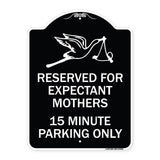 Reserved for Expectant Mothers 15 Minute Parking Only (With Stork & Baby Graphic)