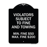 R7-8f Violators Subject to Fine and Towing Min. Fine $50 Max Fine $200