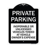 Private Parking Inoperable or Unlicensed Vehicles Towed at Vehicle Owner's Expense