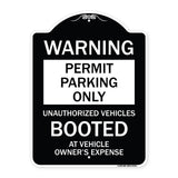 Permit Parking Only Unauthorized Vehicles Booted at Vehicle Owner's Expense