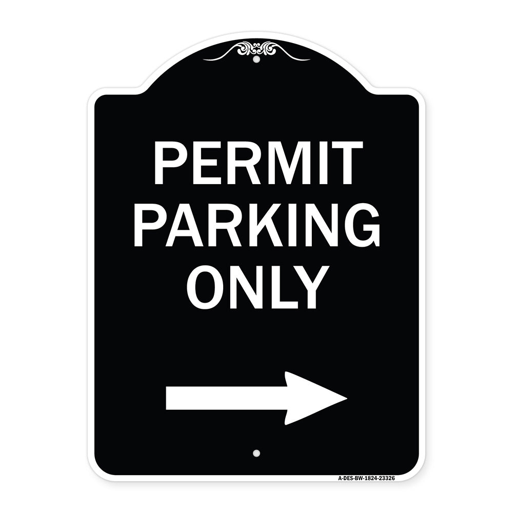 Permit Parking Only (With Right Arrow)