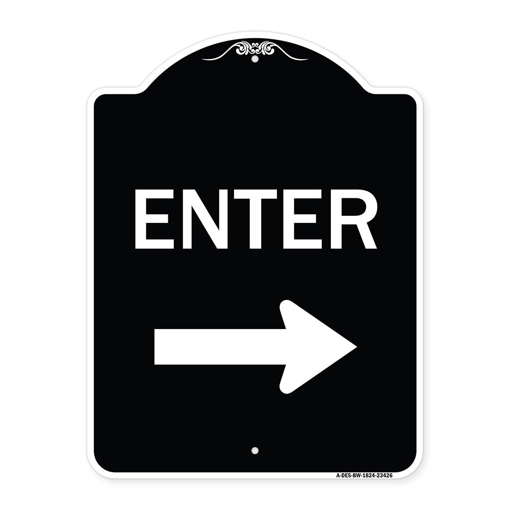 Parking Lot Sign Enter Sign (Right Arrow)
