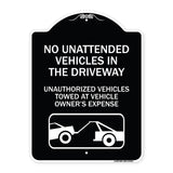 No Unattended Vehicles in the Driveway Unauthorized Vehicles Towed at Vehicle Owner's Expense (With Car Tow Graphic)