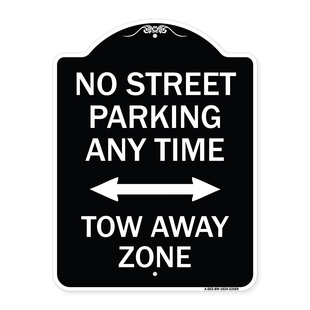 No Street Parking Anytime Tow Away Zone (With Bidirectional Arrow)