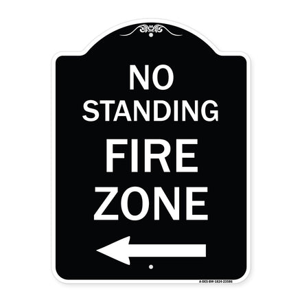 No Standing Fire Zone with Left Arrow