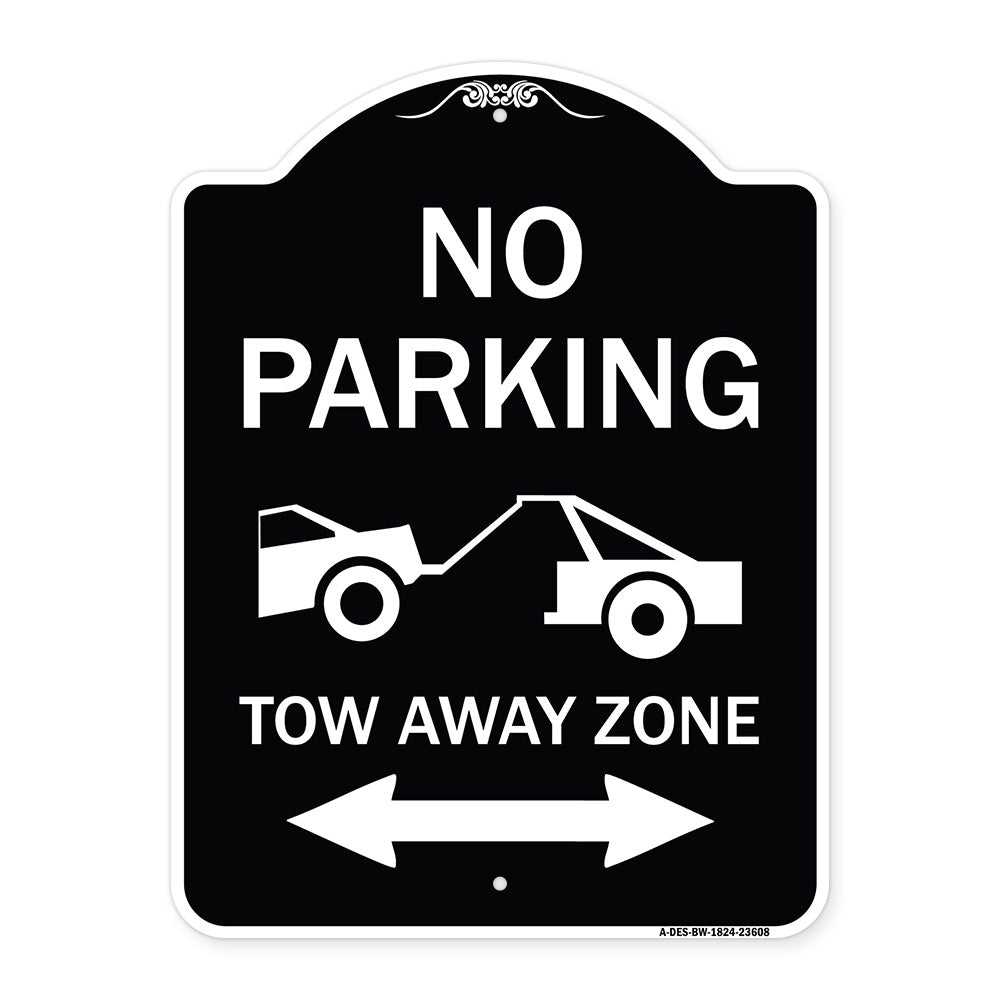 No Parking Tow-Away Zone with Bidirectional Arrow