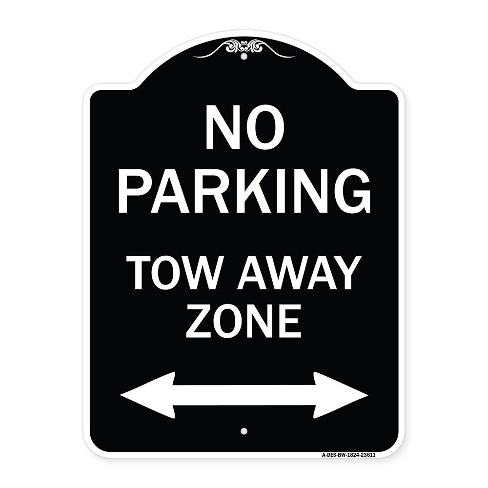 No Parking Tow Away Zone with Bidirectional Arrow