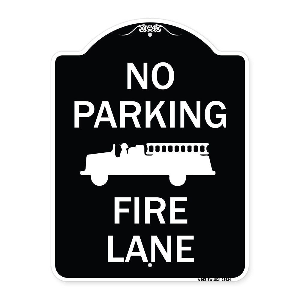 No Parking Fire Lane with Graphic