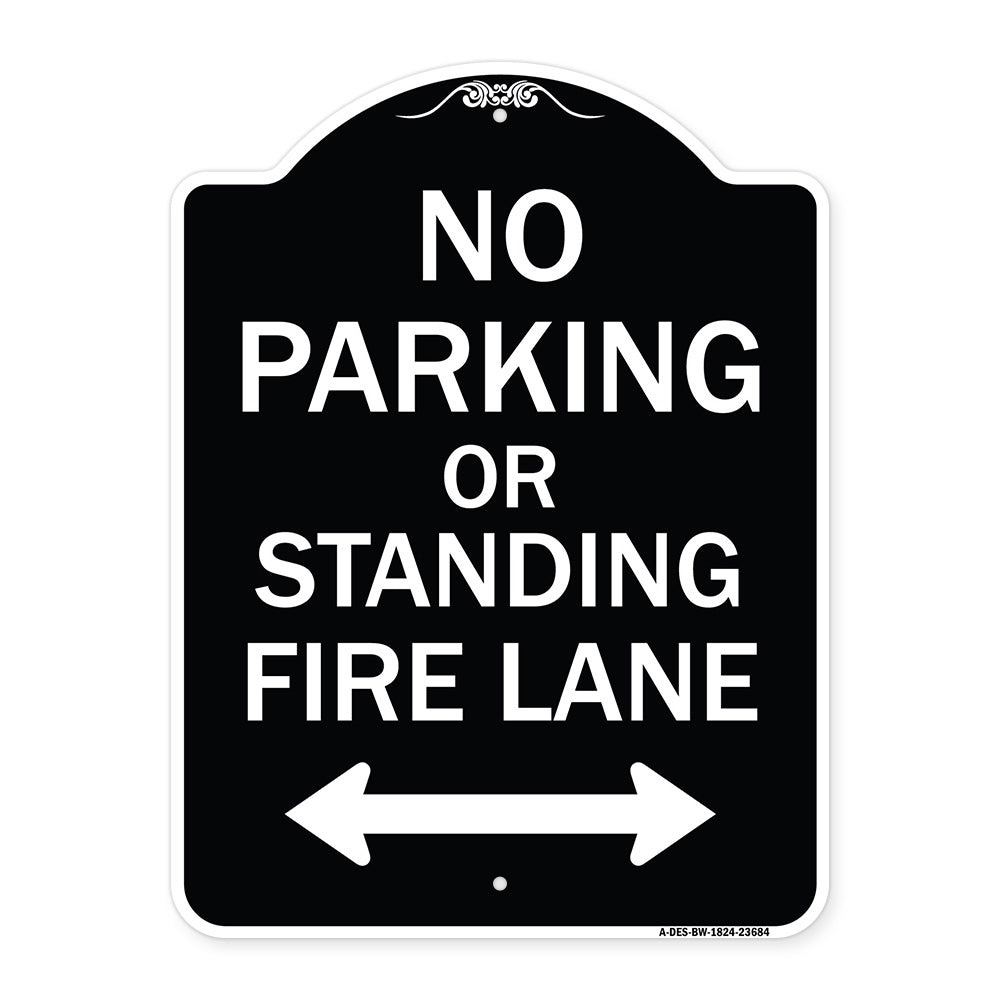 No Parking or Standing Fire Lane (With Bidirectional Arrow)