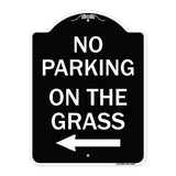No Parking on the Grass with Left Arrow