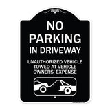 No Parking in Driveway Unauthorized Vehicles Towed