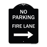 No Parking Fire Lane (With Right Arrow)
