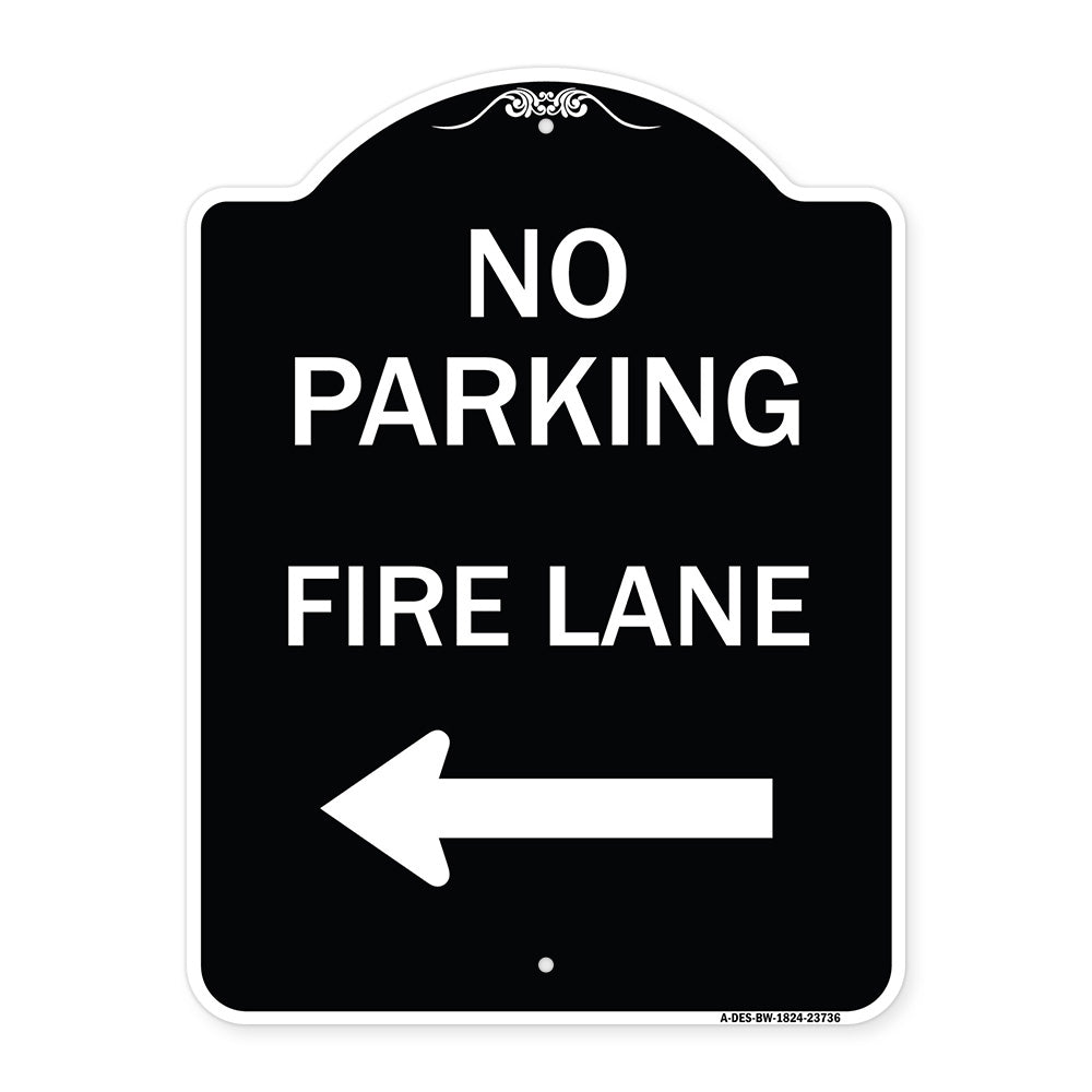 No Parking Fire Lane (With Left Arrow)