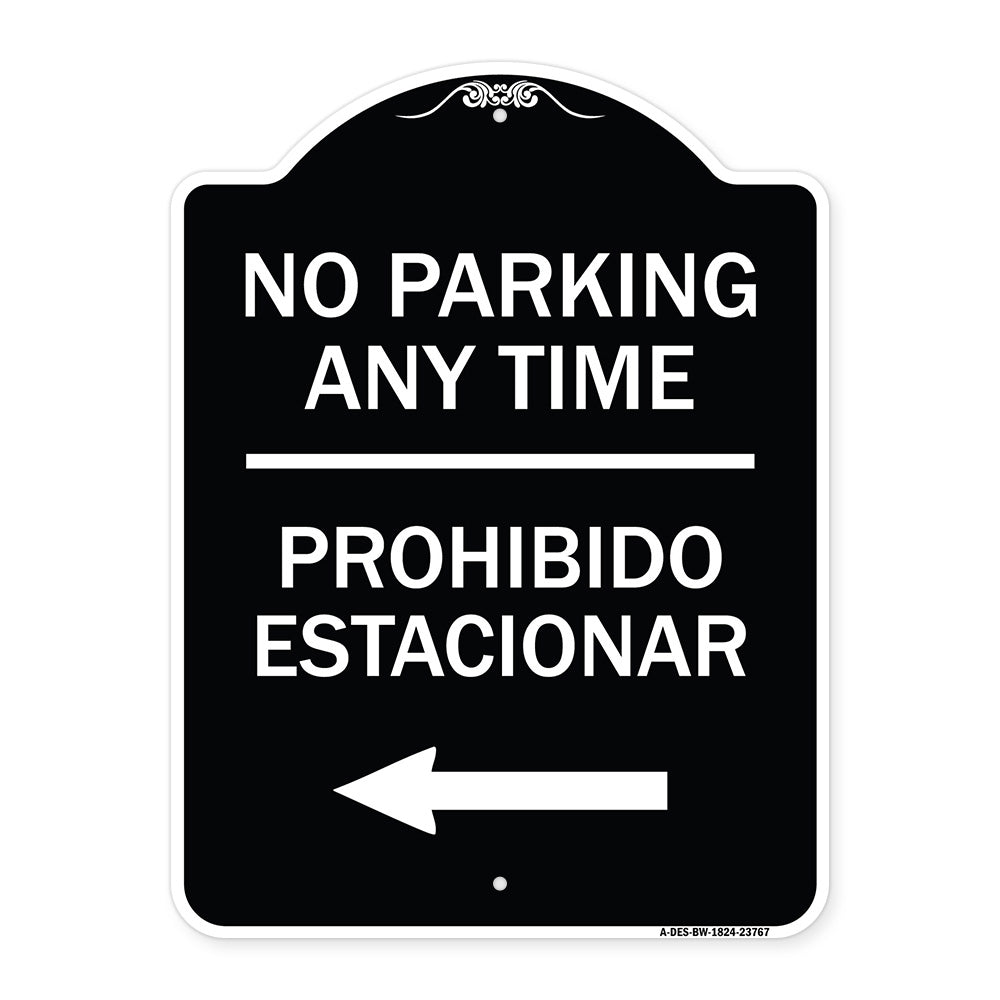 No Parking Anytime Prohibido Estacionar (With Left Arrow)