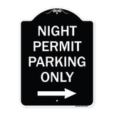 Night Permit Parking Only (With Right Arrow)