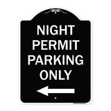 Night Permit Parking Only (With Left Arrow)