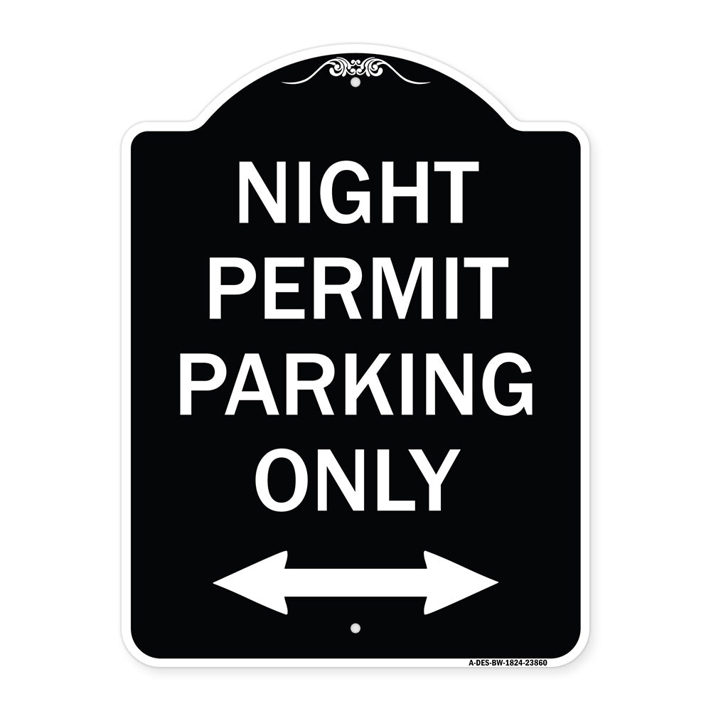 Night Permit Parking Only (With Bi-Directional Arrow)