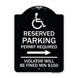 Modern Isa Symbol) Connecticut Reserved Parking Permit Required Violators Will Be Fined Min $150 (With Right Arrow)