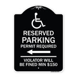Modern Isa Symbol) Connecticut Reserved Parking Permit Required Violators Will Be Fined Min $150 (With Left Arrow)