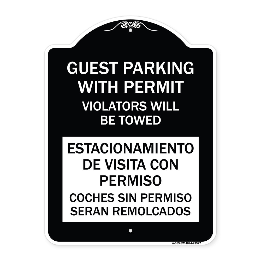 Guest Parking with Permit Violators Will Be Towed Estacionamento De Visita Con Permiso Coches Sin Permiso Seran Remolcadoa