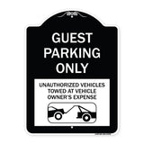Guest Parking Only Unauthorized Vehicles Towed at Owner Expense with Graphic
