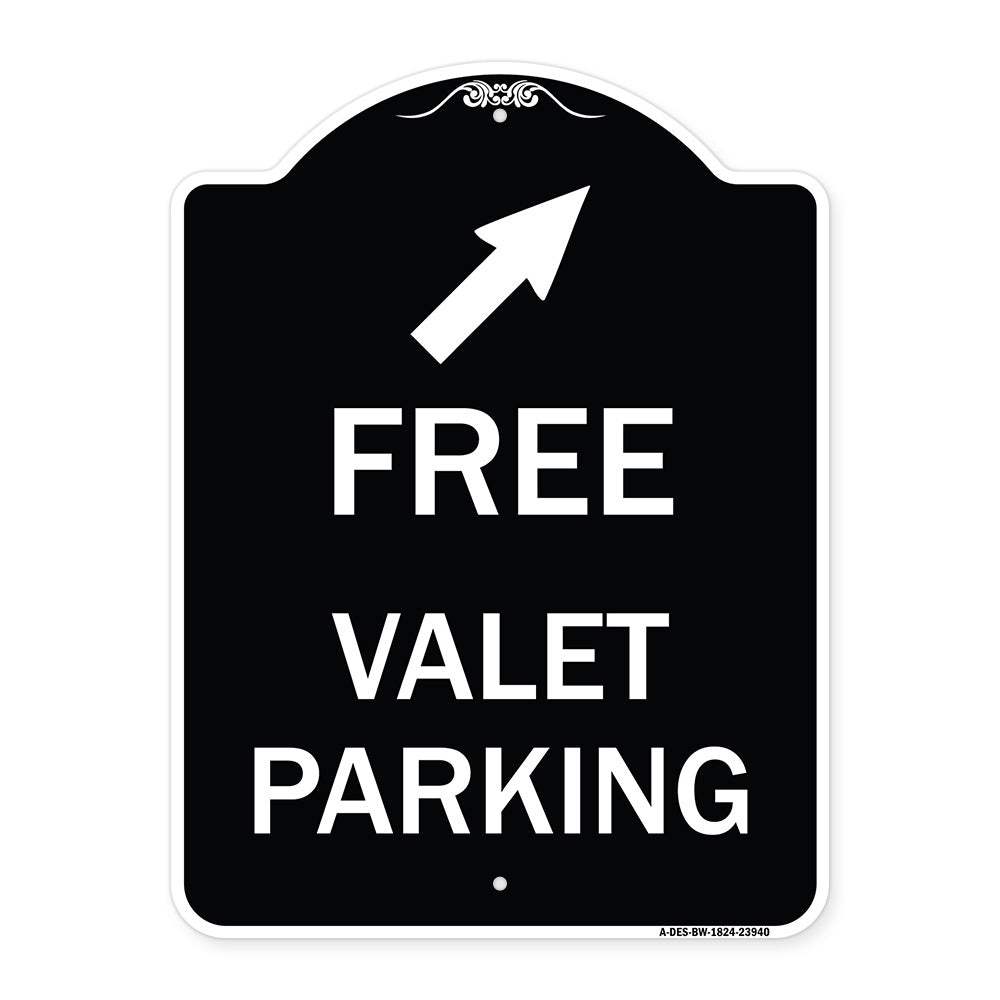 Free Valet Parking with Upper Right Arrow