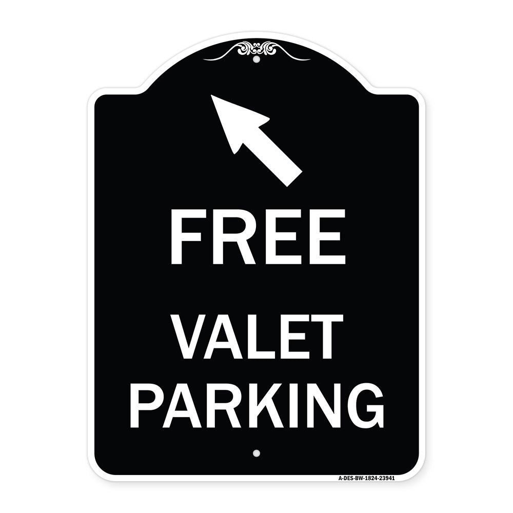 Free Valet Parking with Upper Left Arrow