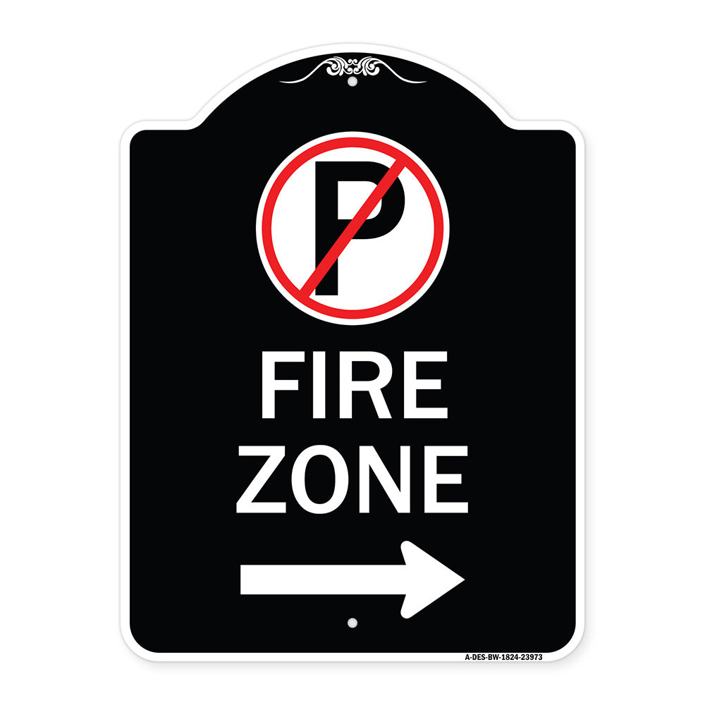 Fire Zone (No Parking Symbol and Right Arrow)