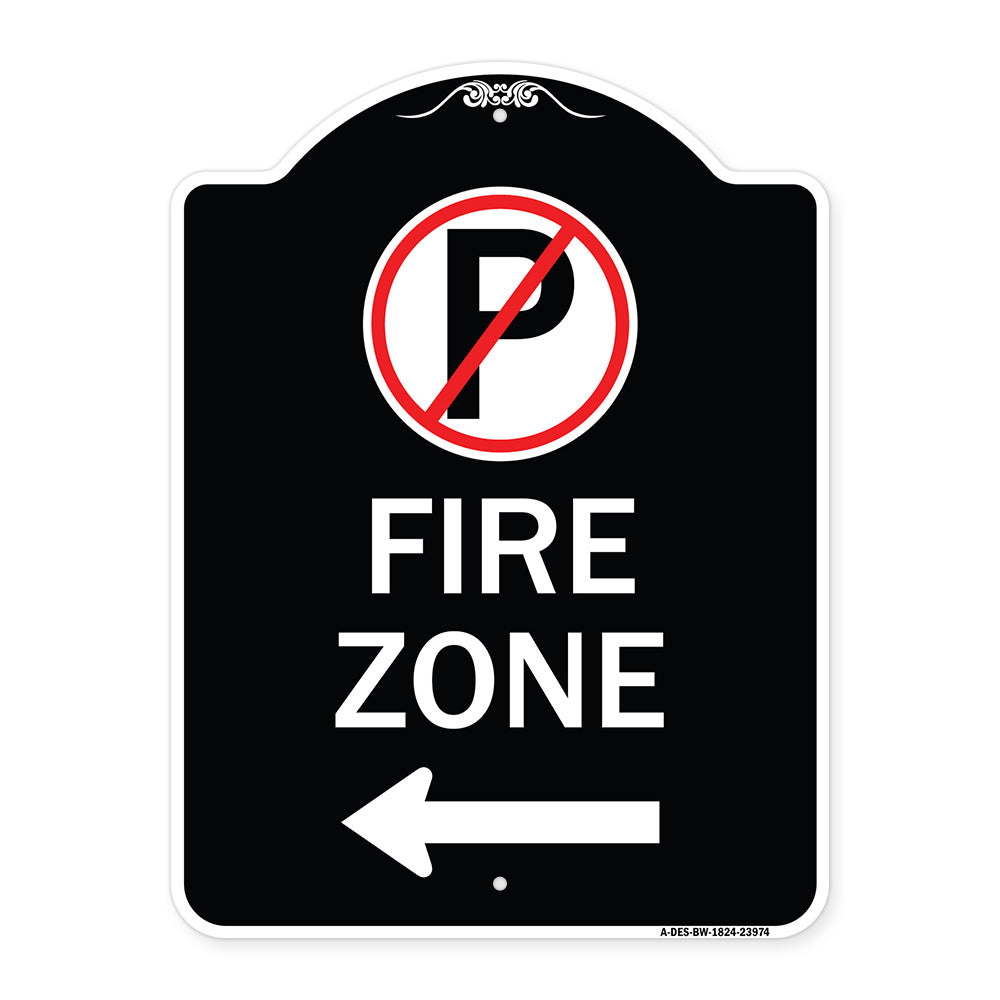 Fire Zone (No Parking Symbol and Left Arrow)