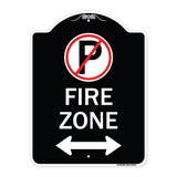 Fire Zone (No Parking Symbol and Arrow Pointing Left and Right)