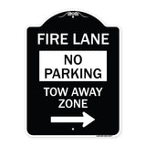 Fire Lane Tow-Away Zone with Right Arrow