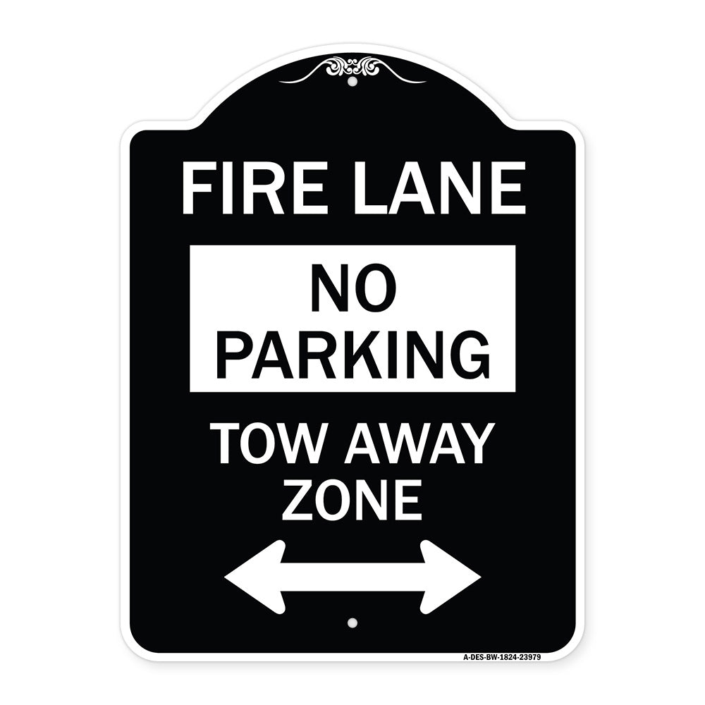 Fire Lane Tow-Away Zone with Bidirectional Arrow