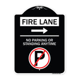 Fire Lane - No Parking or Standing Anytime (With No Parking Symbol and Right Arrow)