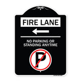 Fire Lane - No Parking or Standing Anytime (With No Parking Symbol and Left Arrow)