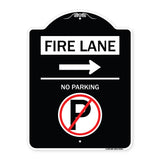 Fire Lane - No Parking (With No Parking Symbol and Right Arrow)