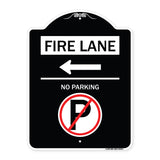 Fire Lane - No Parking (With No Parking Symbol and Left Arrow)
