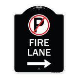 Fire Lane (No Parking Symbol and Right Arrow)