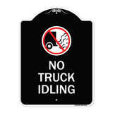 Driveway Sign No Truck Idling with Graphic