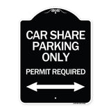 Car Share Parking Only Permit Required with Bidirectional Arrow