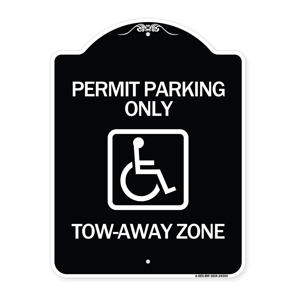 Accessible Permit Parking Only Tow-Away Zone with Symbol