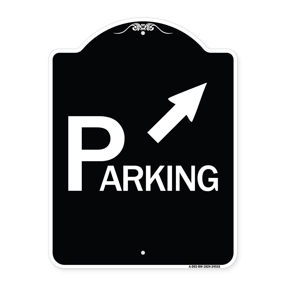 Parking with Arrow Pointing to Top Right