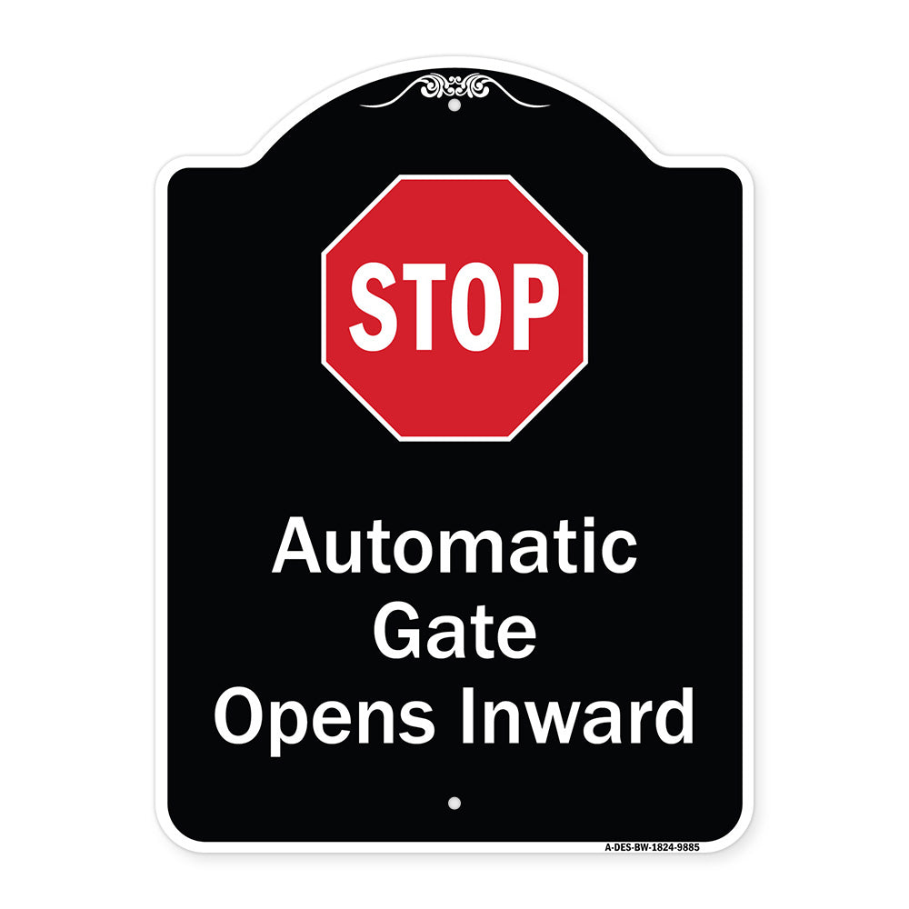 Stop, Automatic Gate, Opens Inward With Symbol